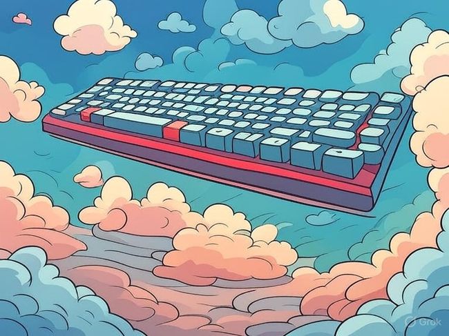 Image of a keyboard flying through the air